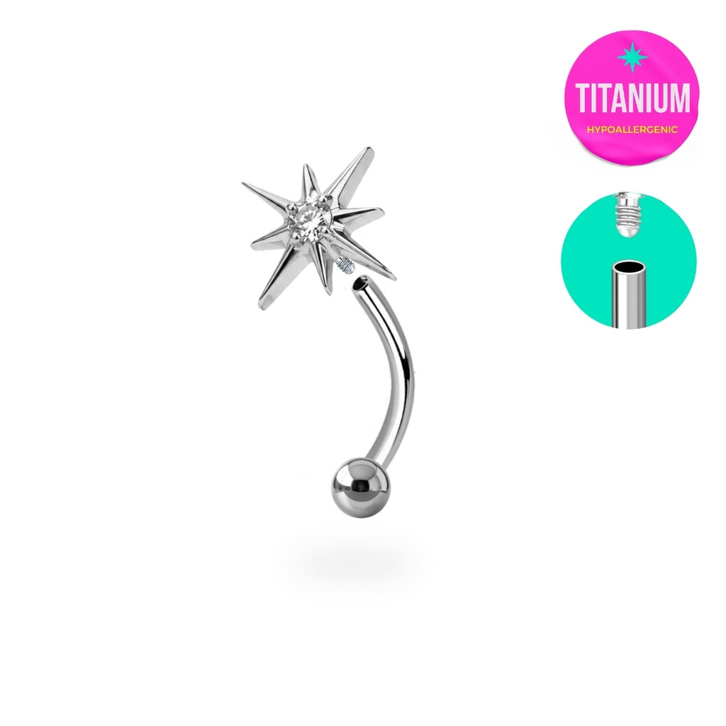 PiJi CZ Star Curved Barbell (1ชิ้น)