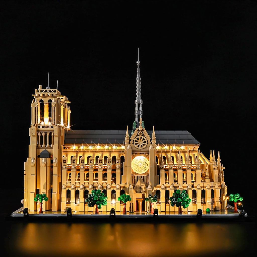 ชุดไฟ LED Kyglaring เข้ากันได้กับ Lego Architecture Notre Dame de Paris 21061 Building Blocks, อัพเก