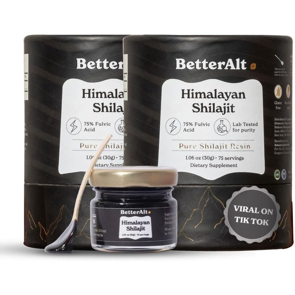 Pure Himalayan Shilajit Resin Pack of 2 High Potency Gold Grade 150 เสิร์ฟสําหรับ Energy Boost & Imm