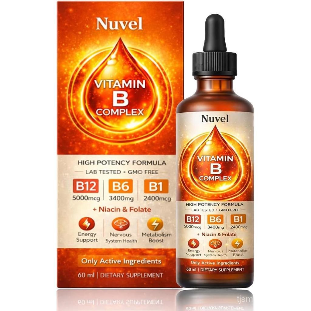 Nuvel Vitamin B Complex Liquid Drops with B12 (ylcobalamin), B6 & B1, Daily Vitamin 60ml