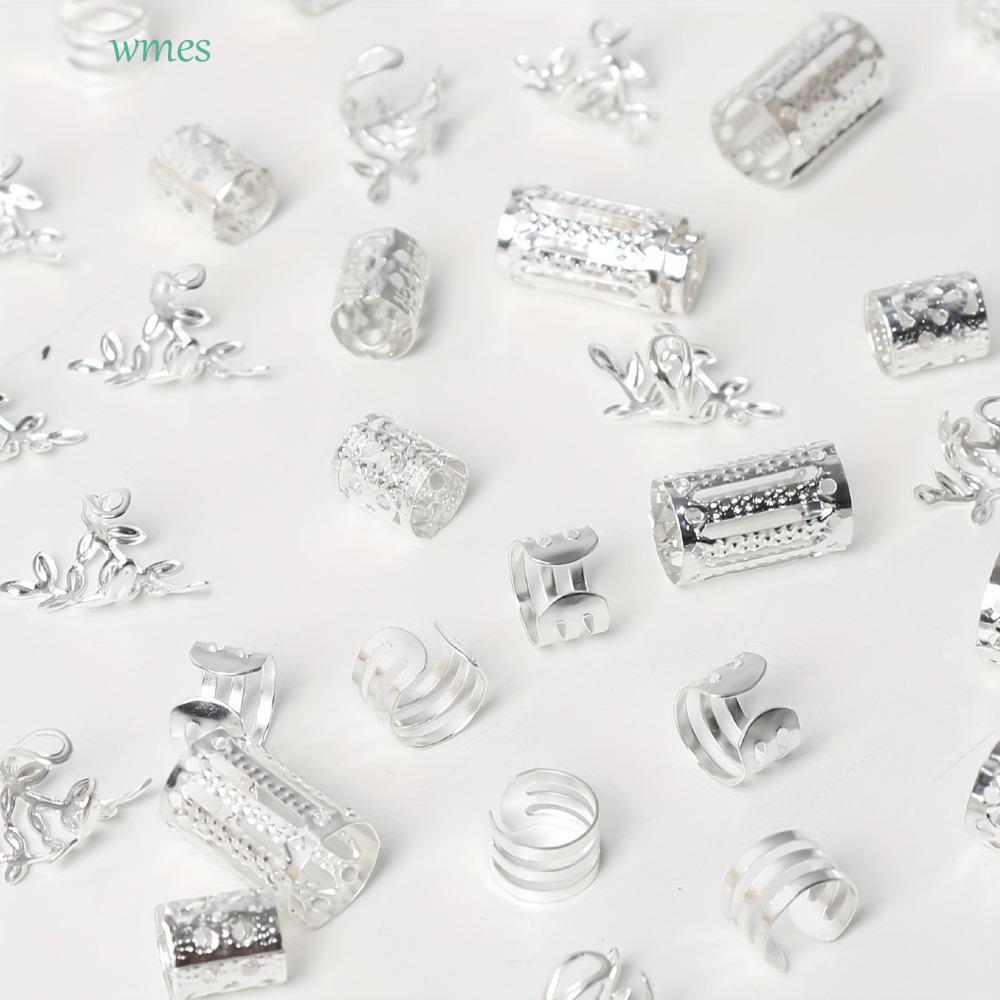 WMES1ZA 40 ชิ้นผสมผมแหวนชุด, Headwear ผม Braiding Dreadlocks ลูกปัด,อุปกรณ์เสริมผม Charm สกปรก Braids DIY Braid หลอดสําหรับ Braids