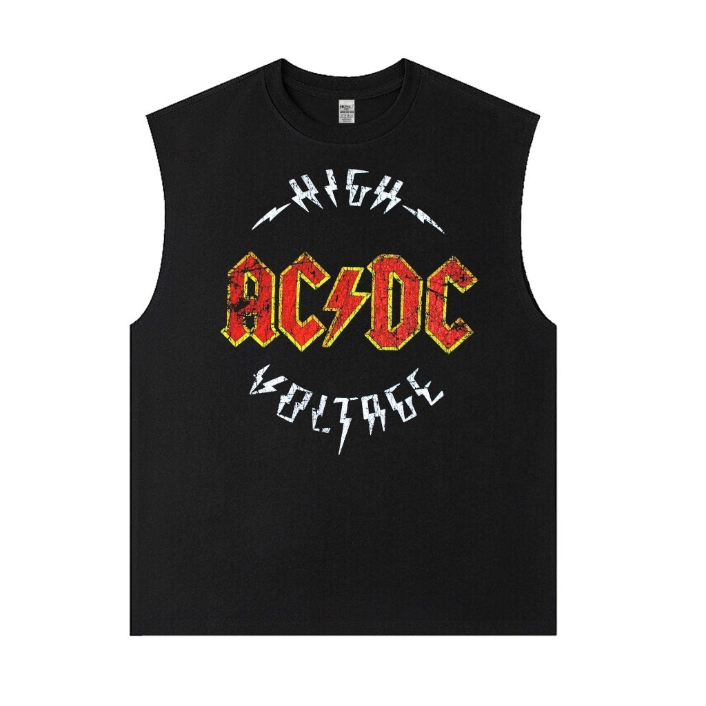 เสื้อกล้ามคอตตอน 100% AC/DC High Voltage สไตล์ฮาร์ดร็อค เหมาะกับคอเพลงและสวมใส่ทุกวัน สบายตัว S-3XL