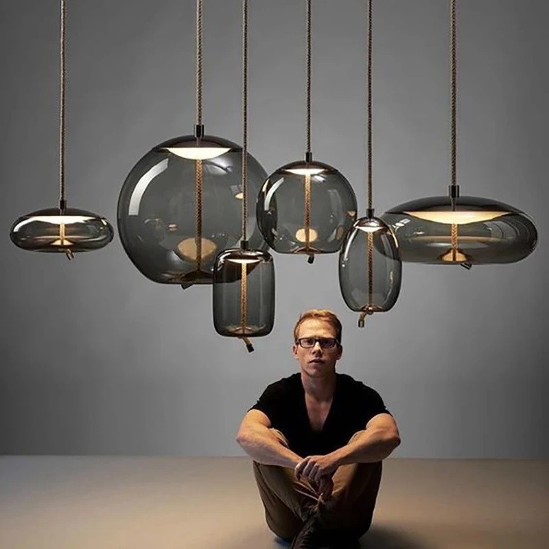 LMAX โมเดิร์นไฟ Led จี้ Nordic Designer เชือกกัญชาแก้ว Hanglamp สําหรับห้องรับประทานอาหารห้องนอน Bar