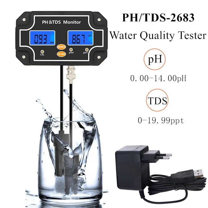 PDNF PH/TDS-2683 2 in 1 pH Meter pH/TDS เครื่องทดสอบคุณภาพน้ํา TDS Meter เครื่องทดสอบจอแสดงผลคู่กันน