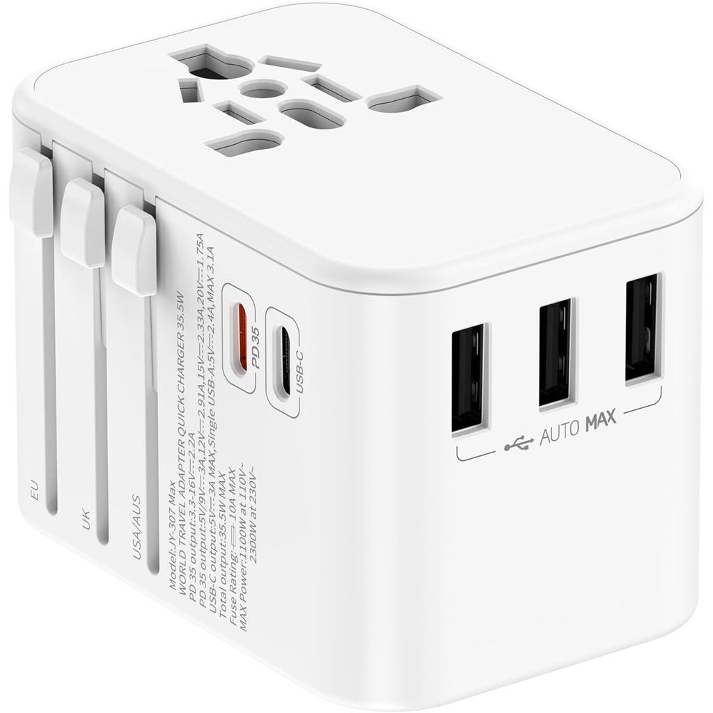 World Travel Adapter Quick Charger 35.5W สีขาว