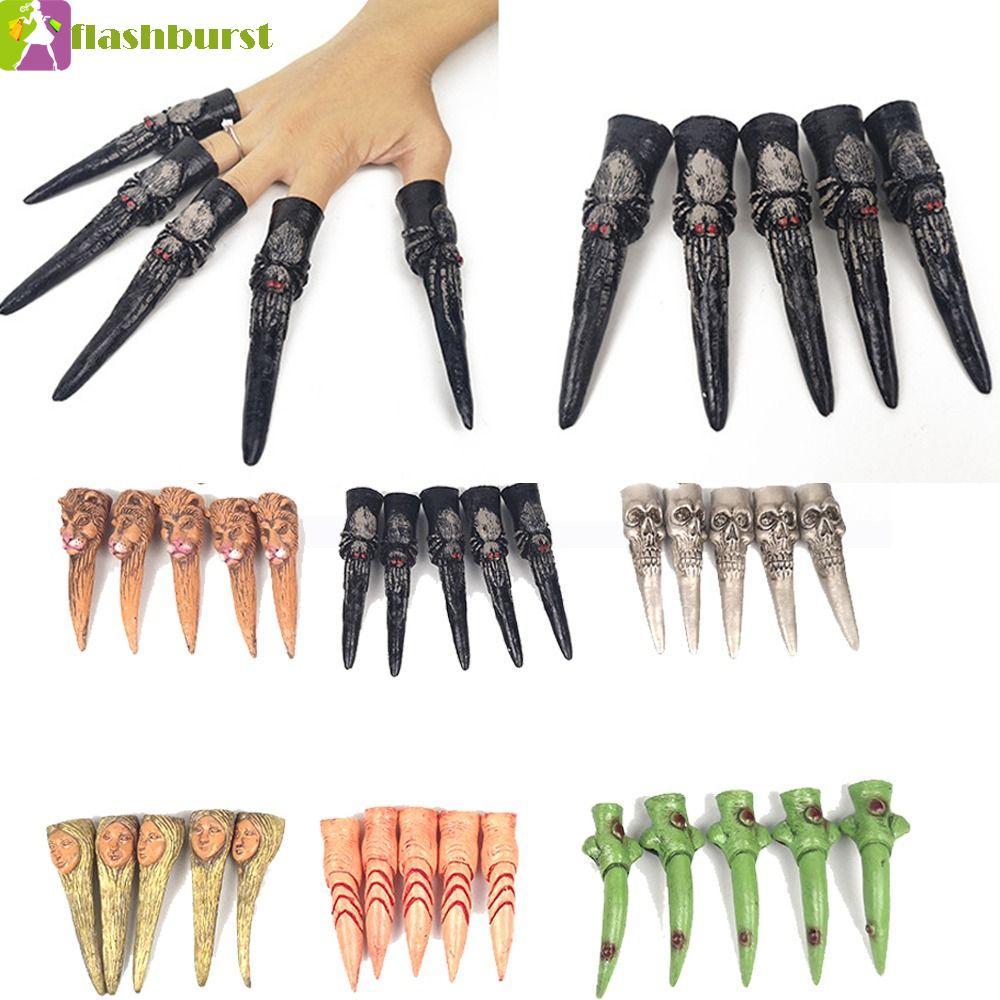 FLASHBURST Zombie Witch Finger Cot, Ghost Lion Halloween Finger Cover, Scary Spider Latex Skull Fake