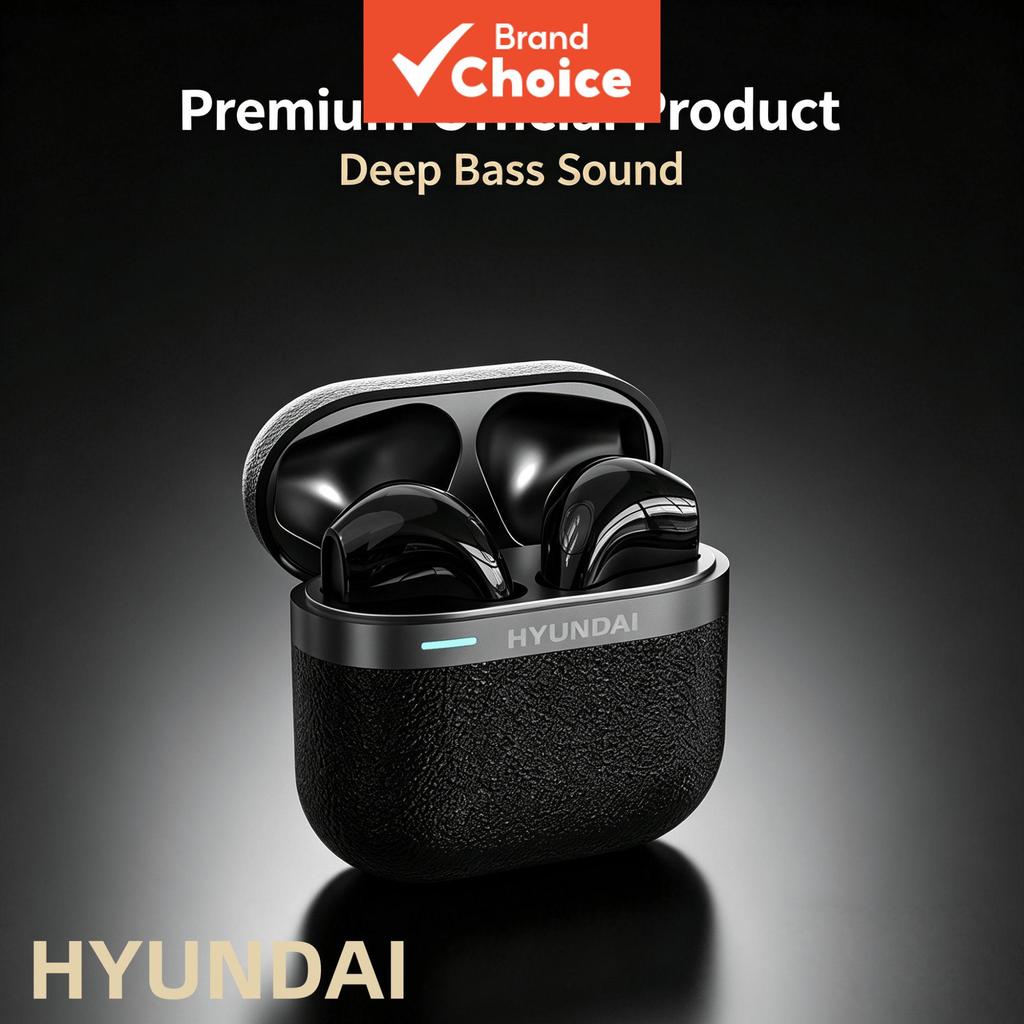 HYUNDAI T02 Pro หูฟังไร้สายบลูทูธ Deep Bass หูฟังเสียง Fast Charging หูฟังขนาดกะทัดรัดแบบพกพาทุกวัน 