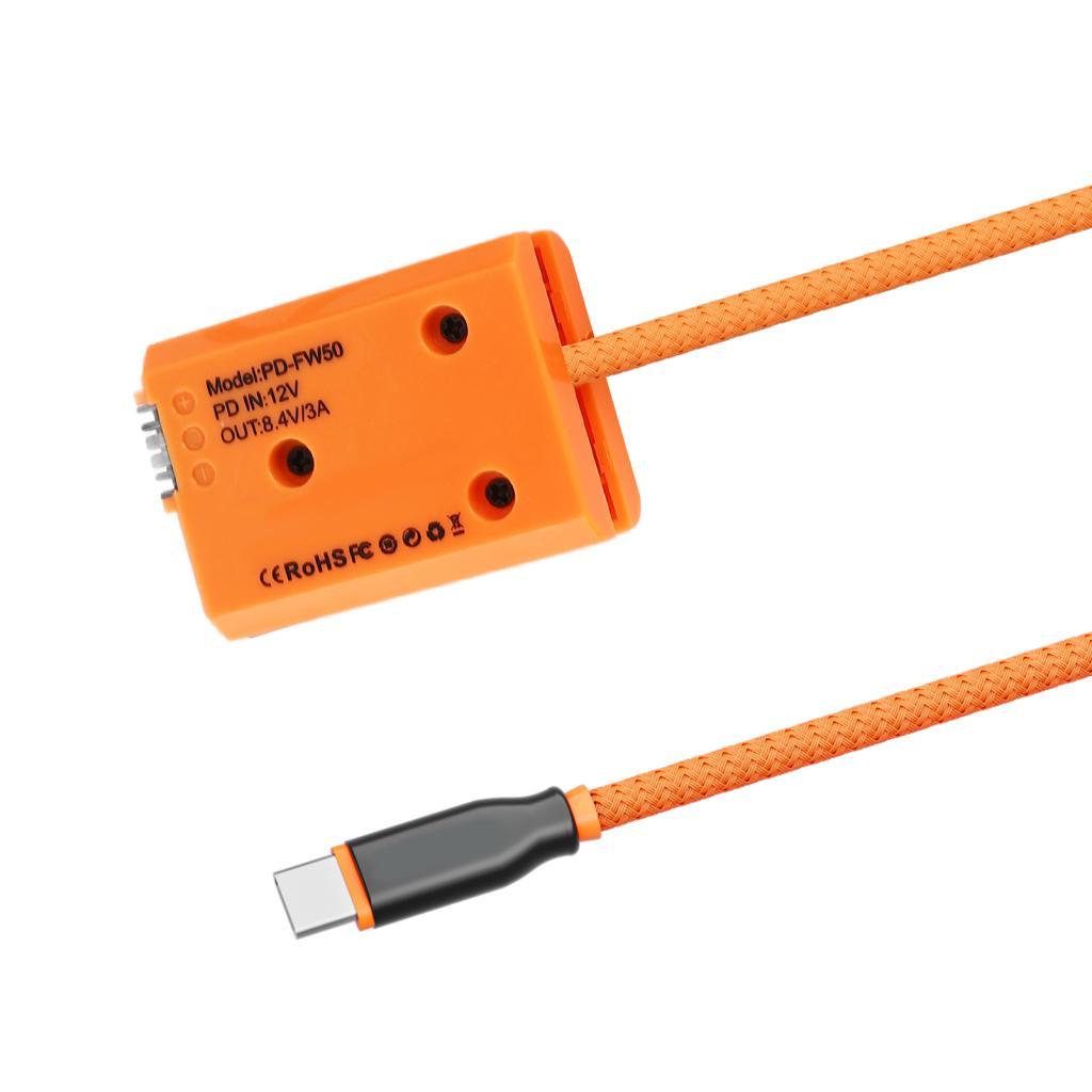 Ruba888 TIKATARER Dummy แบตเตอรี่อะแดปเตอร์ 60 ซม.PD ประเภท C สายไฟสําหรับ A7 A7M2 A7R2 A7S2 A6000 A