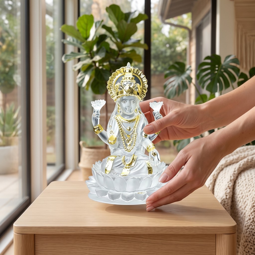 Deity ตุ๊กตา Lotus Pestal Spiritual Resin Deity ตุ๊กตา Deity ประติมากรรมขนาดกะทัดรัดสําหรับนักสะสมแท