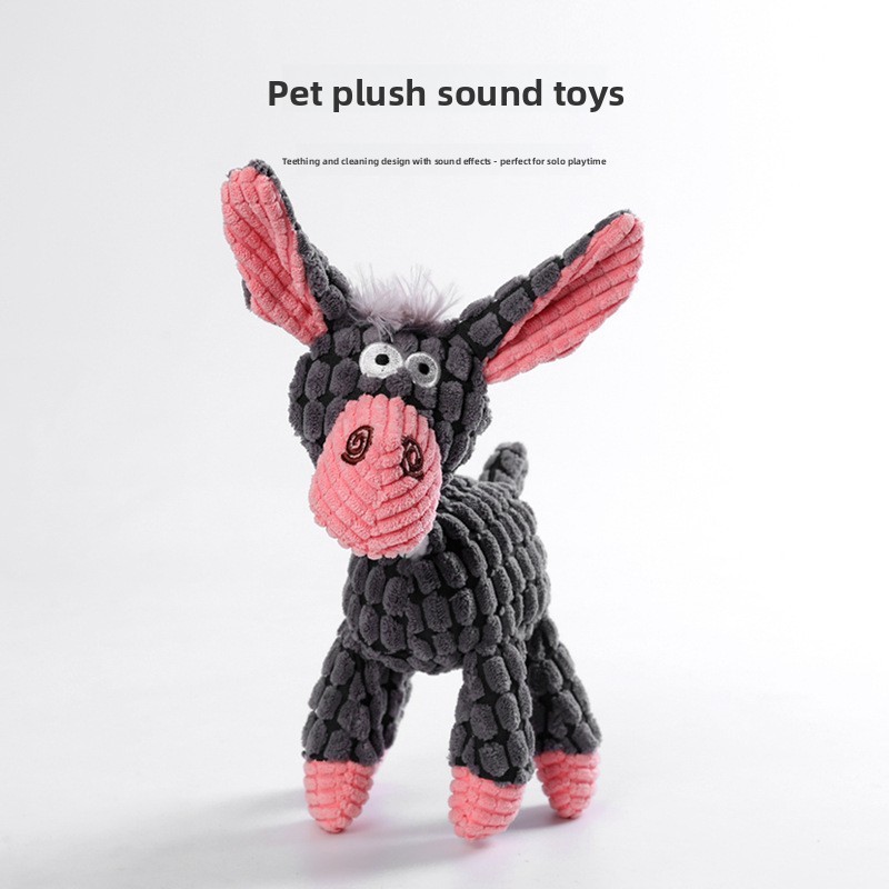 [Novepet] ของเล่นสุนัข Donkey Plush Squeaky ทนทาน, ของเล่นทําความสะอาดฟันที่ทนต่อการเคี้ยวสําหรับลูกสุนัข, แมวและสุนัข