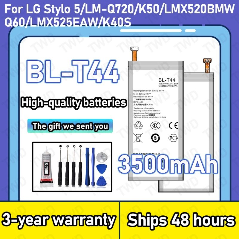 BL-T44 แบตเตอรี่ความจุขนาดใหญ่สําหรับ LG Stylo 5/LM-Q720/K50/Q60/K40S แบตเตอรี่ใหม่ High Quanlity + 