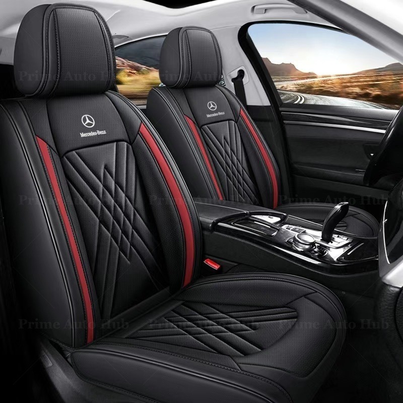 🚘 พร้อมสต็อก🚘 ผ้าคลุมเบาะรถยนต์หนัง PU สากลตัวป้องกันที่นั่งอัตโนมัติเข้ากันได้กับ 2024-2025 Mercede