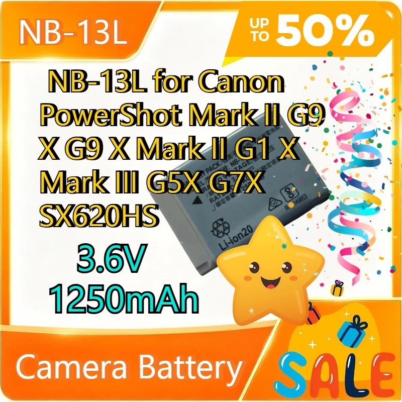 3.6V 1250mAh เปลี่ยนแบตเตอรี่กล้อง NB-13L สําหรับ Canon PowerShot Mark II G9 X G9 X Mark II G1 X Mar