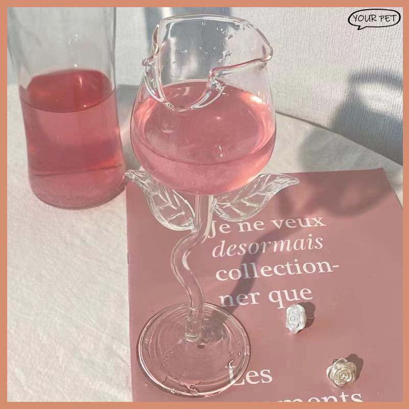 YOUR Rose-Shaped Red Wine Glass Rose Shape Wine Glass สี Rose Leaf 150/400ml รูปไวน์แดง Goblet Cotai
