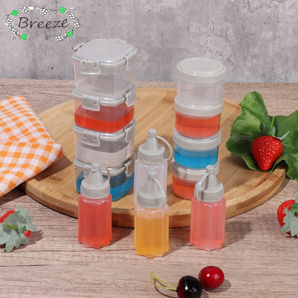 BREEZE 4 ชิ้น/เซ็ตบีบขวดซอสของขวัญทําความสะอาดง่ายกล่องเครื่องปรุงรส Bento โปร่งใส