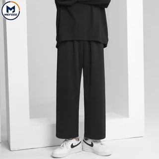 MEFEEE กางเกงวอร์มขากว้างทรงหลวม Unisex กางเกงกีฬาอเนกประสงค์สีดําสีเทา
