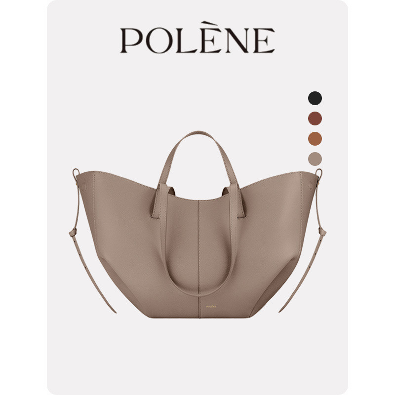 Polene Polene Tote Bag Female Bag Commuter Shoulder Bag Hand Carrying Genuine Leather Stitching Port