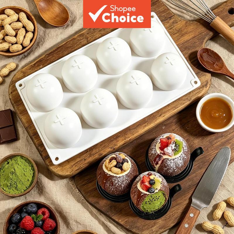 พิมพ์ซิลิโคนมะพร้าว 8 ช่อง ไม่ติดพิมพ์ ใช้ทําช็อกโกแลต มูส ลูกอม fondant หรือขนมอบ