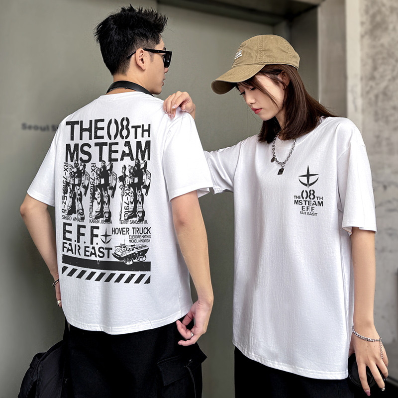 Mobile Suit GUNDAM GUNDAM GUNDAM เสื้อผ้า Federal Army 08MS Squad เสื้อยืดแขนสั้นผู้ชาย Pure Cotton 