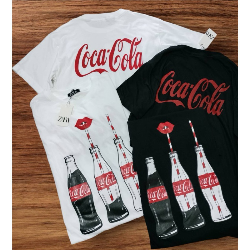 Coca cola-fashionable design เสื้อยืดคอกลมผ้าฝ้ายแท้พิมพ์ลาย unisex ขนาด S-5XL