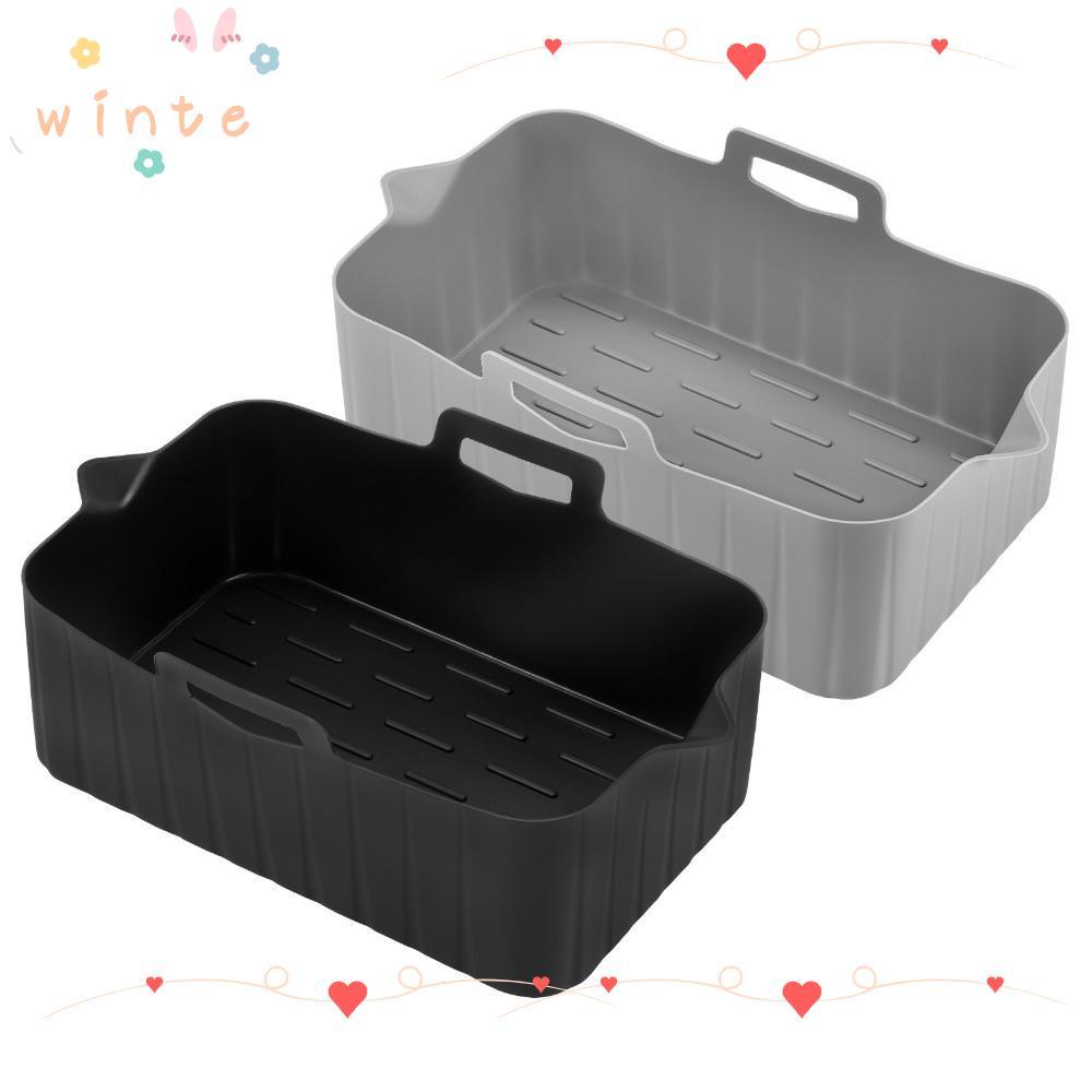 INTE Air Fryer ถาดอบ, Reusable สี่เหลี่ยมผืนผ้า Air Fryer ตะกร้า,ซิลิโคน Air Fryer แม่พิมพ์ถาดสําหรั