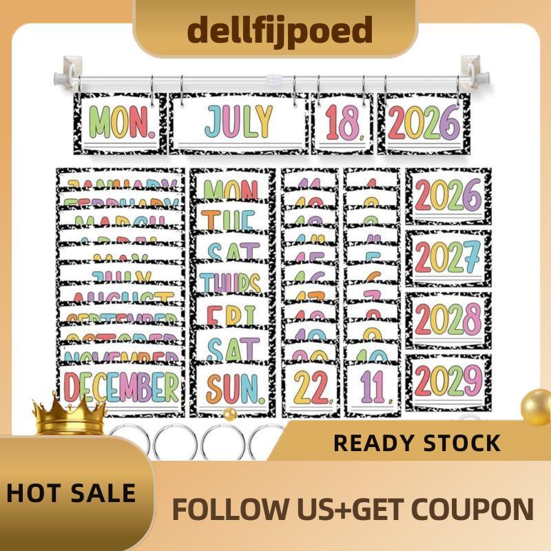 dellfijpoedCompoation Flip Calendar Bulletin Board Set สีสัน Pastel Flip Calendar พร้อมตัวยึดปรับได้