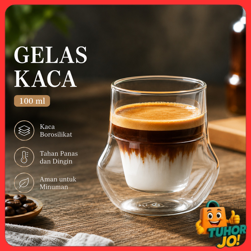 One Two Cups Aesthetic Coffee Glass Double Wall Glass 100ml - SN520