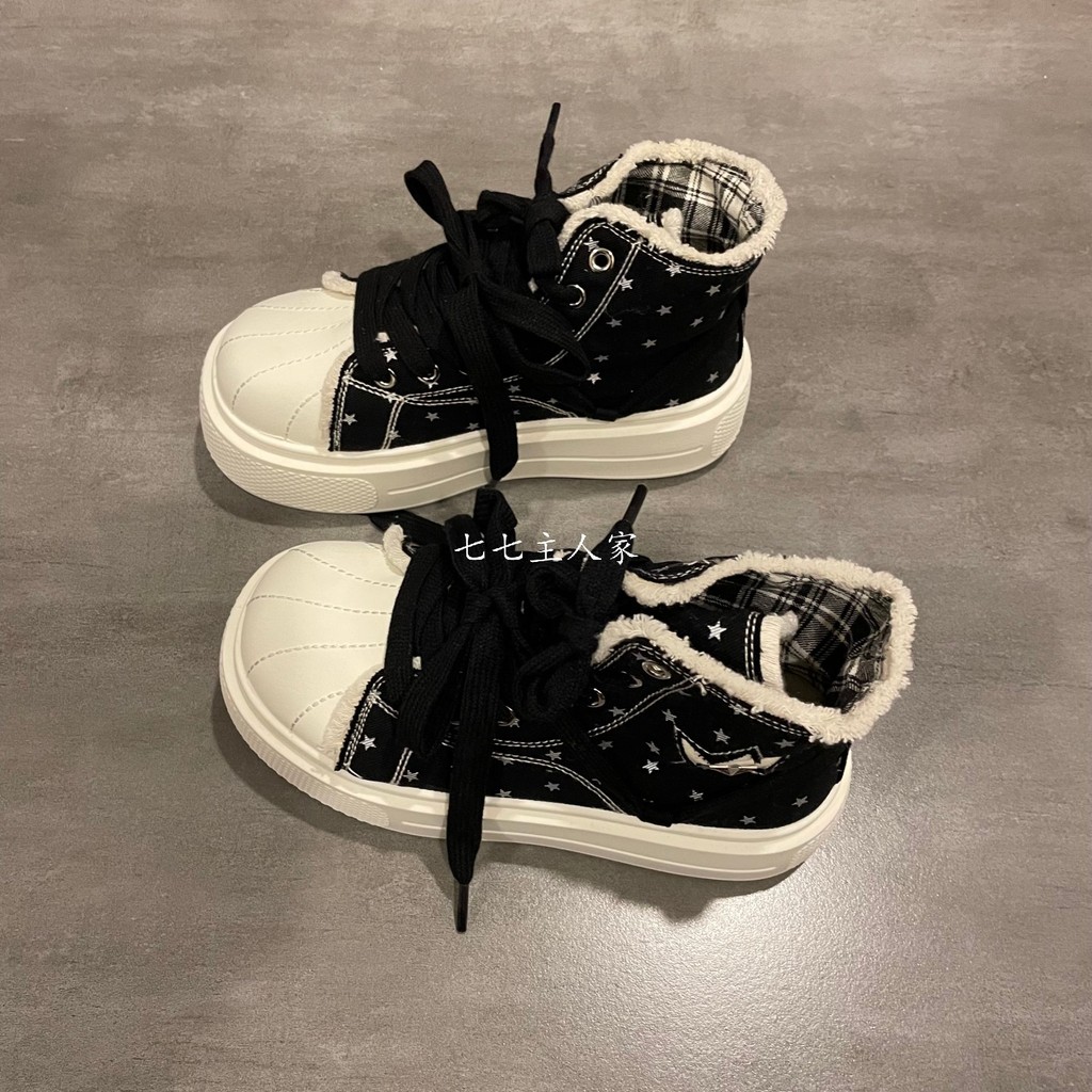 Qiqi Master แฟชั่นฤดูร้อน Street ยิงรองเท้าผ้าใบหนา Soled ผู้หญิง High-Top Breathable Star รองเท้าผ้
