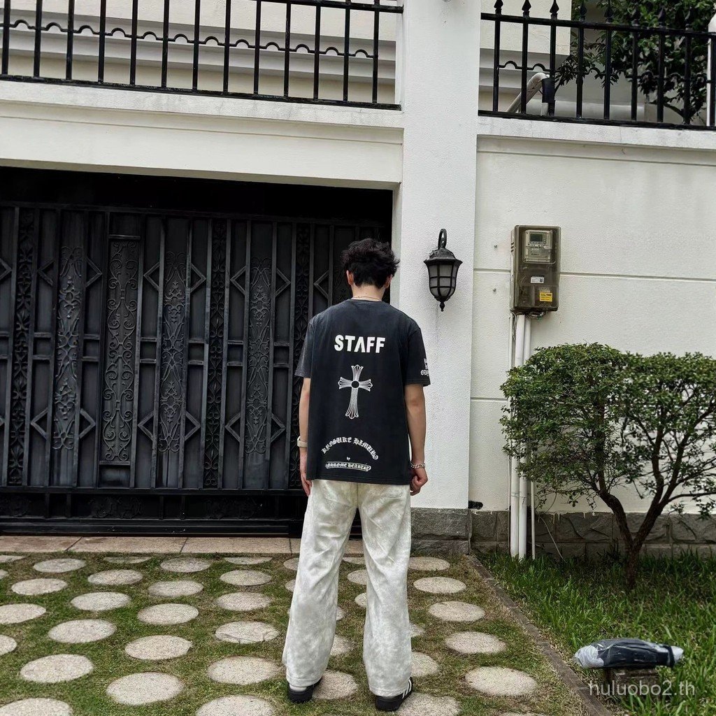 AMR6 Chr * me He ** ห้องซักผ้า Keisuke Co-Branded staf กระเป๋ารอบคอแขนสั้นเสื้อยืดผู้ชายผู้หญิงสไตล์