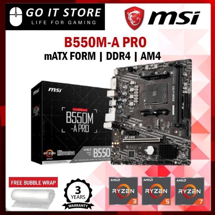 MSI B550M-A PRO AMD Socket AM4 M-ATX MOTHERBOARD + โปรเซสเซอร์ AMD Ryzen 5000 Series (5500 5600 5600