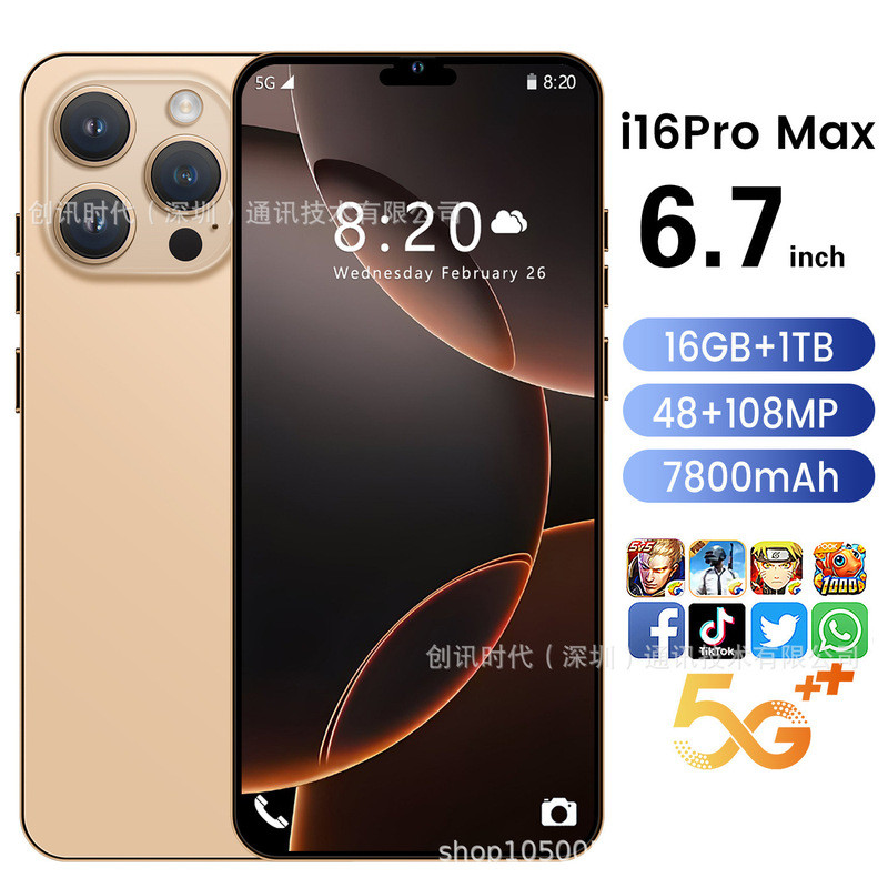โทรศัพท์มือถือ I16 Pro Max 16+1TB สมาร์ทโฟนราคาถูกหน้าจอขนาดใหญ่รุ่น One Piece