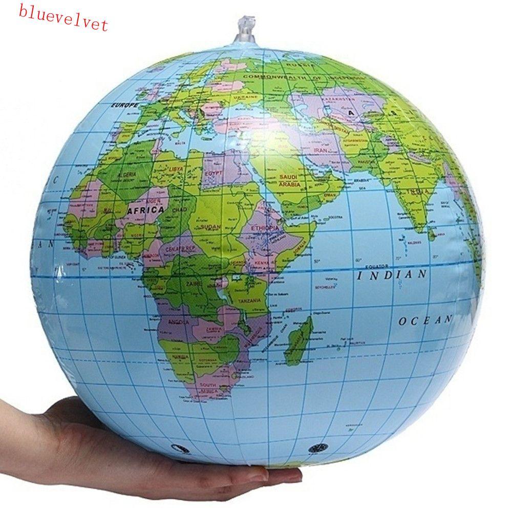BLUEVELVET Globe English Blow Up ภูมิศาสตร์ PVC การศึกษา 16 นิ้ว 40 ซม. แผนที่โลก