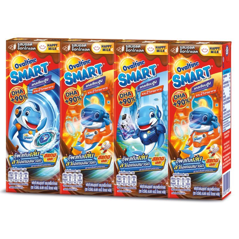 โอวัลตินยูเอชทีสมาร์ทช็อกมอลต์ผสมน้ำมันปลา 170มล. แพค 4 Ovaltine UHT Smart Malt 170ml. Pack 4 [บาร์โค้ด 8850086161704]