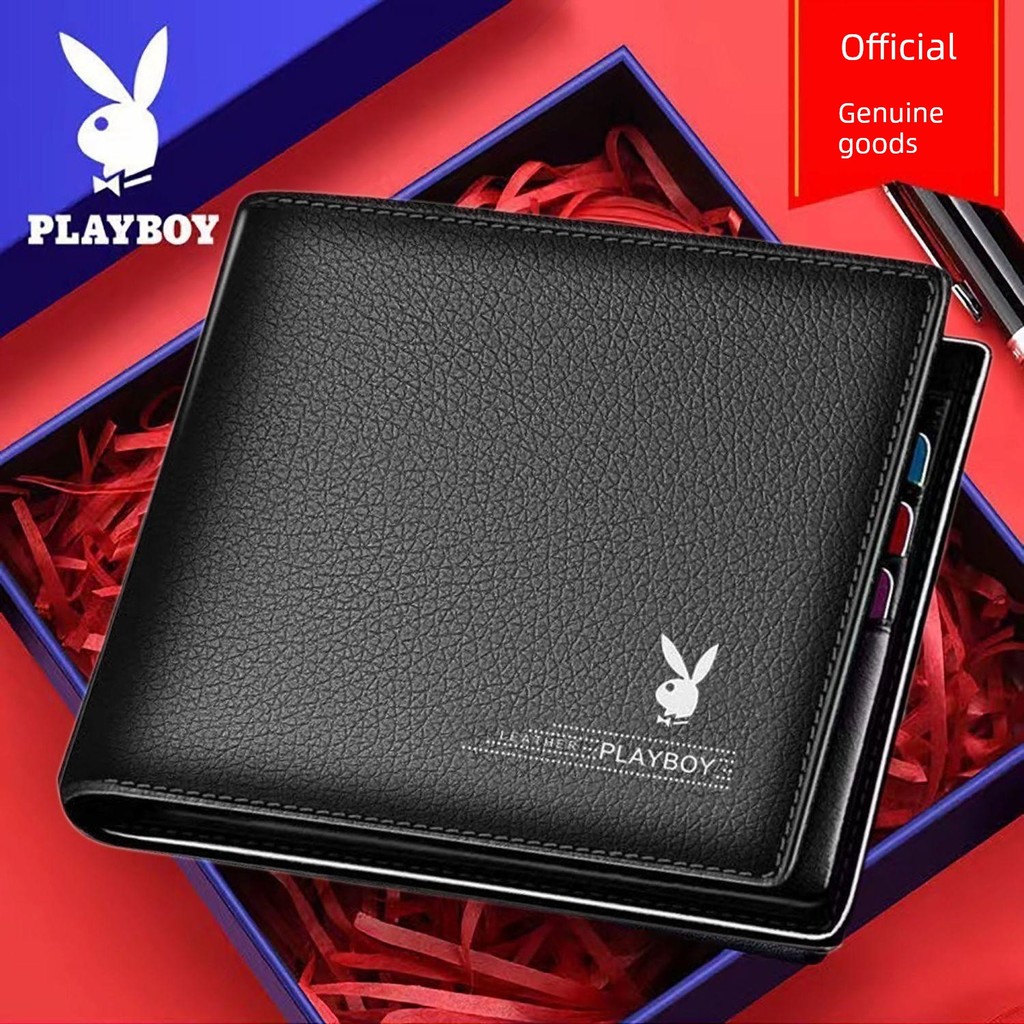 กระเป๋าเงิน wallet Playboy Texture Men Wallet Short Wallet Wallet Men Genuine Coin Purse Boys Youth