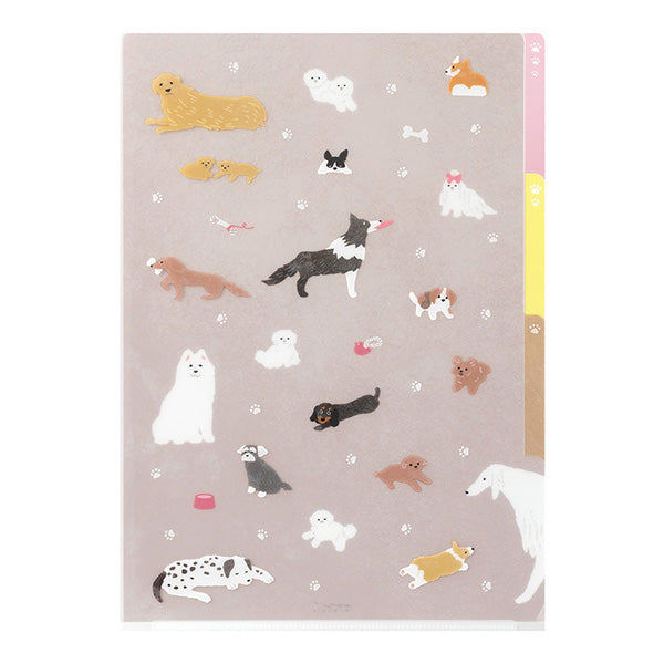 MD 3-Pocket Clear Folder A4 Dog A