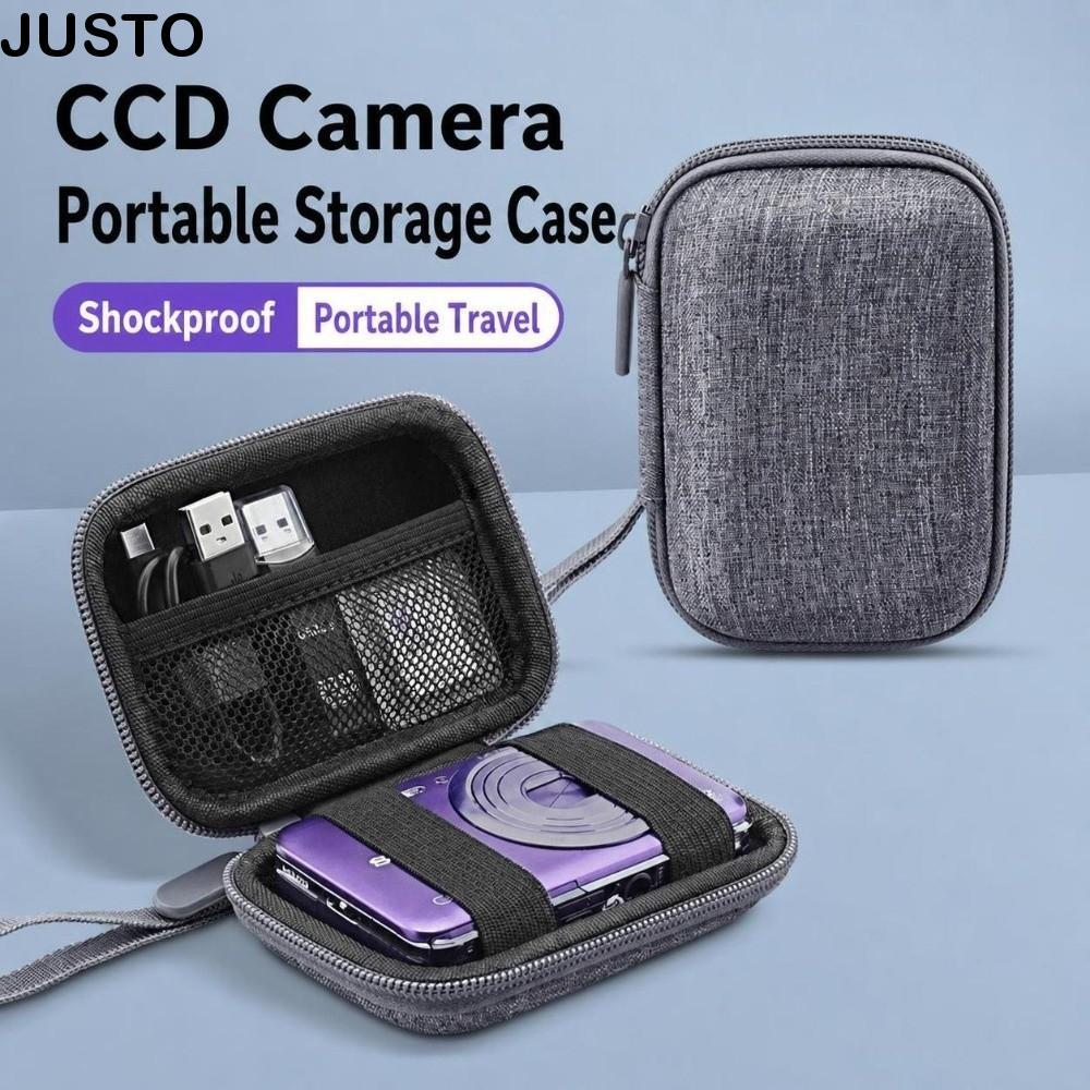 JUSTO Compact Camera Holder, with Mesh Pocket Protective Cushion Digital Camera, Mini Durable Data C