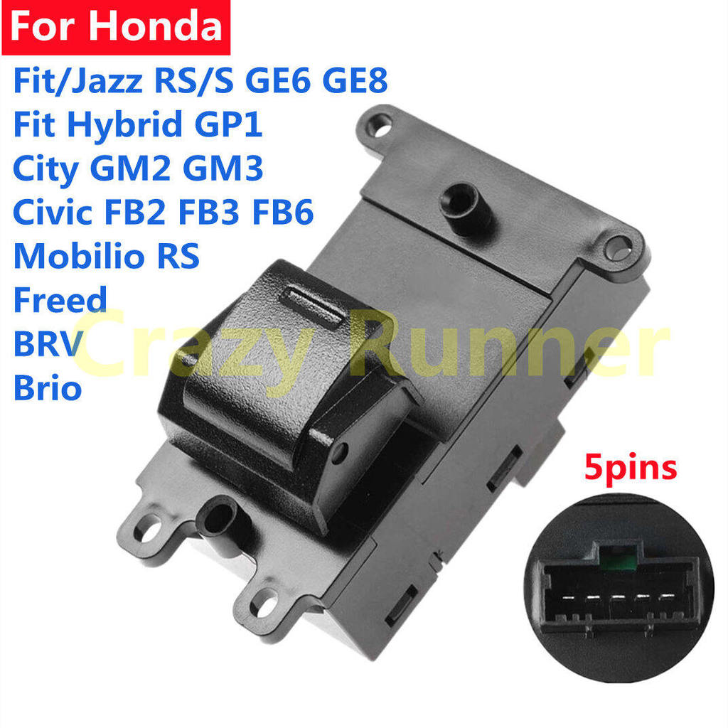 ผู้โดยสาร/ด้านหลังซ้าย/ด้านหลังขวาเดี่ยวสวิทช์กระจกสําหรับ Honda Fit/ Jazz RS/S GE6 GE8 Fit Hybrid G