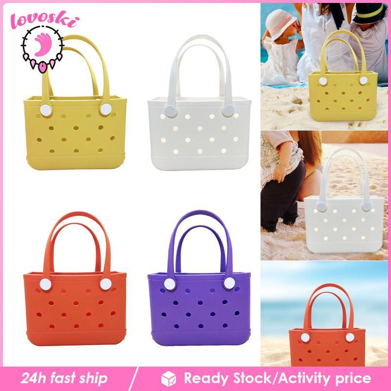[Lovoski] Beach Tote Bag Beach Basket Bag Hole Beach Handbag for Outdoor Holiday Boat