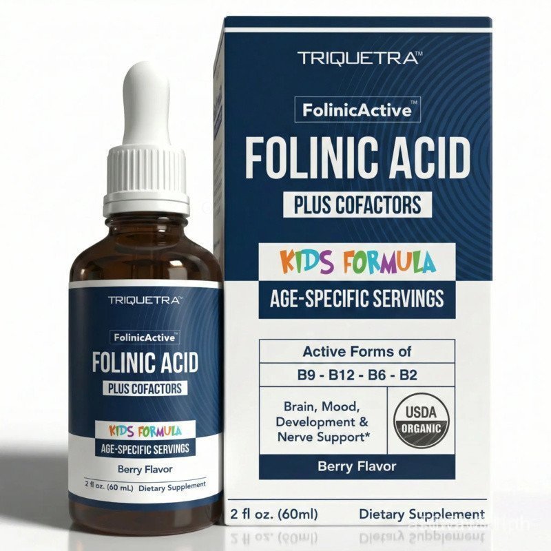 OrganicFolinicActiveKids–FolinicAcidwithB12,B6&B2,GentlethylationSupport,Age-AdjustableLiquidForKids