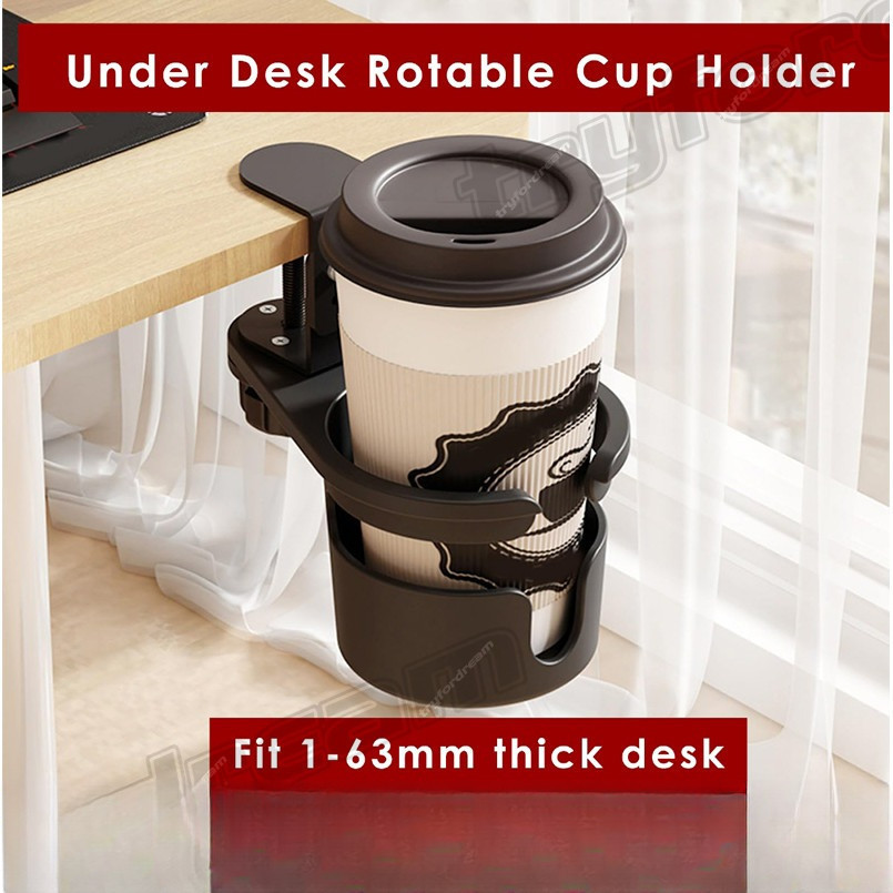 Desk Cup Holder,180° Rotating Cup Holder for Desk,Under Table Cup Holder for Home Office