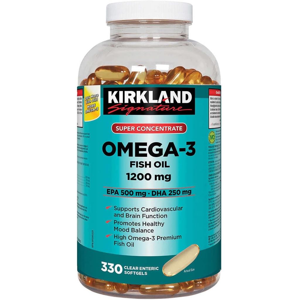 Kirkland Omega-3 Fish Oil 1000mg 300 Softgels(บรรจุอาจวารี)
