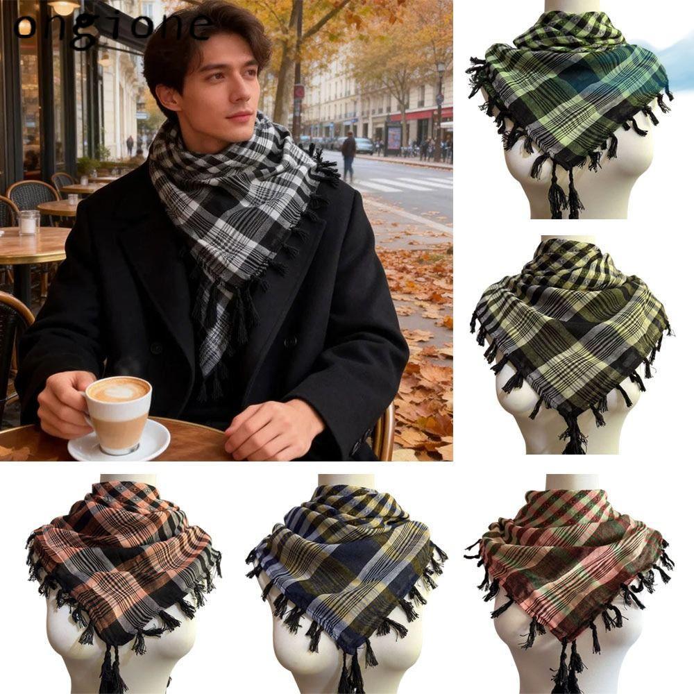 ONGIONE อาหรับ Shemagh, Wrap Style with Tassel Keffiyeh Scarf, Large Size Bandana Keffieh กิจกรรมเคร