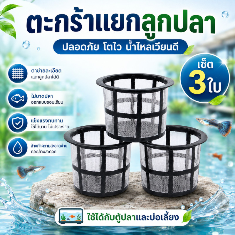 cozy pet world ตาข่ายอนุบาลลูกปลา พร้อมฟิลเตอร์ในตัว กรงแยกปลา ติดตู้ปลา ป้องกันลูกปลา ปลาป่วย