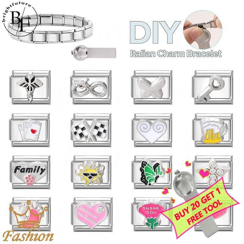ครอบครัว Sun สร้อยข้อมือ Charm อิตาเลี่ยน Fit 9 มม. สแตนเลส DIY เครื่องประดับ Retro โมดูลสร้อยข้อมือ