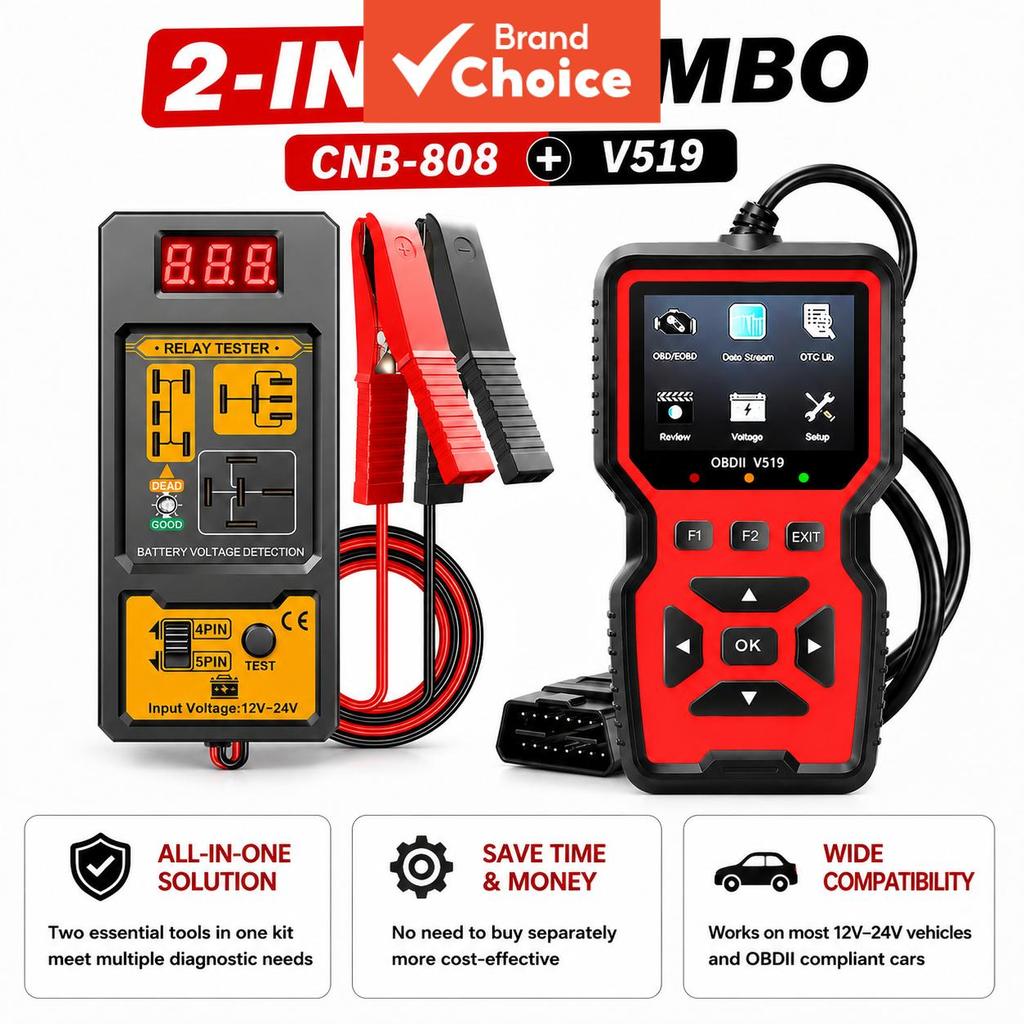 V519 Obd2 Scanner & Relay Tester Kit 12v-24v เครื่องยนต์รหัส Fault Reader 4/5 Pin Relay Tester พร้อม