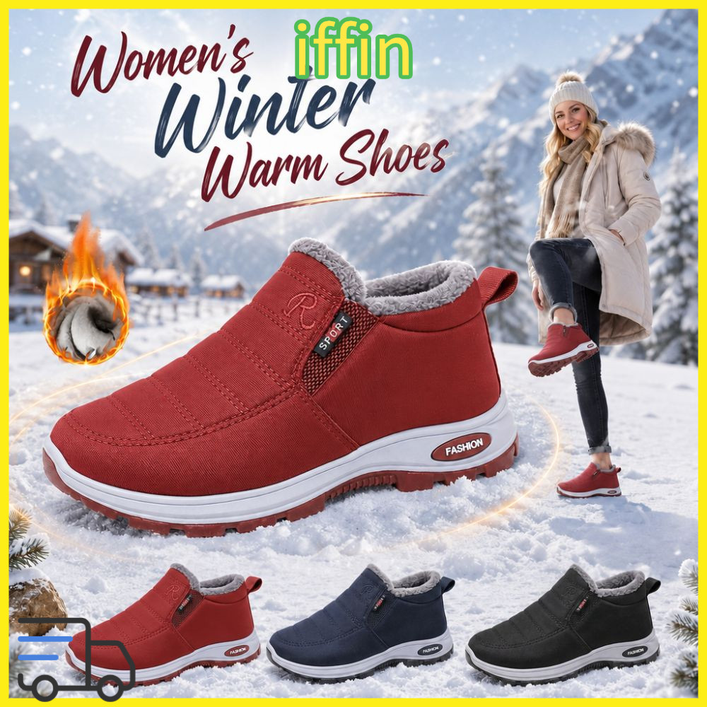 IFFIN Slip On Shoes, Comfort Cold Proof Womens Winter Shoes, Fashion Non-Slip Cozy Inner Ultra Soft 