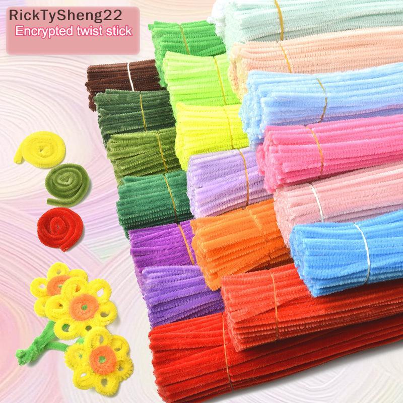 RT 100pcs Fuzzy ลวด Chenille Stems DIY แถบ Twist Bar Anvil Wire Craft ท่อหัตถกรรมวัสดุ Plush Tube Cr