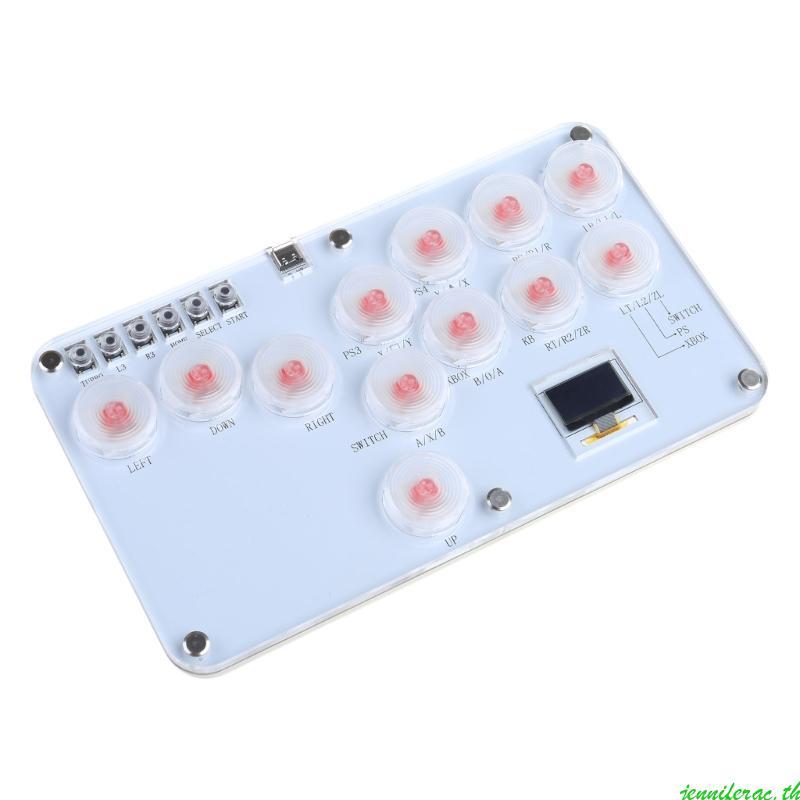 Jenniferac Fighting Game Controller ไฟ LED Street Fighting จอยสติ๊ก 12 คีย์ Low Latency อาเขตต่อสู้ค