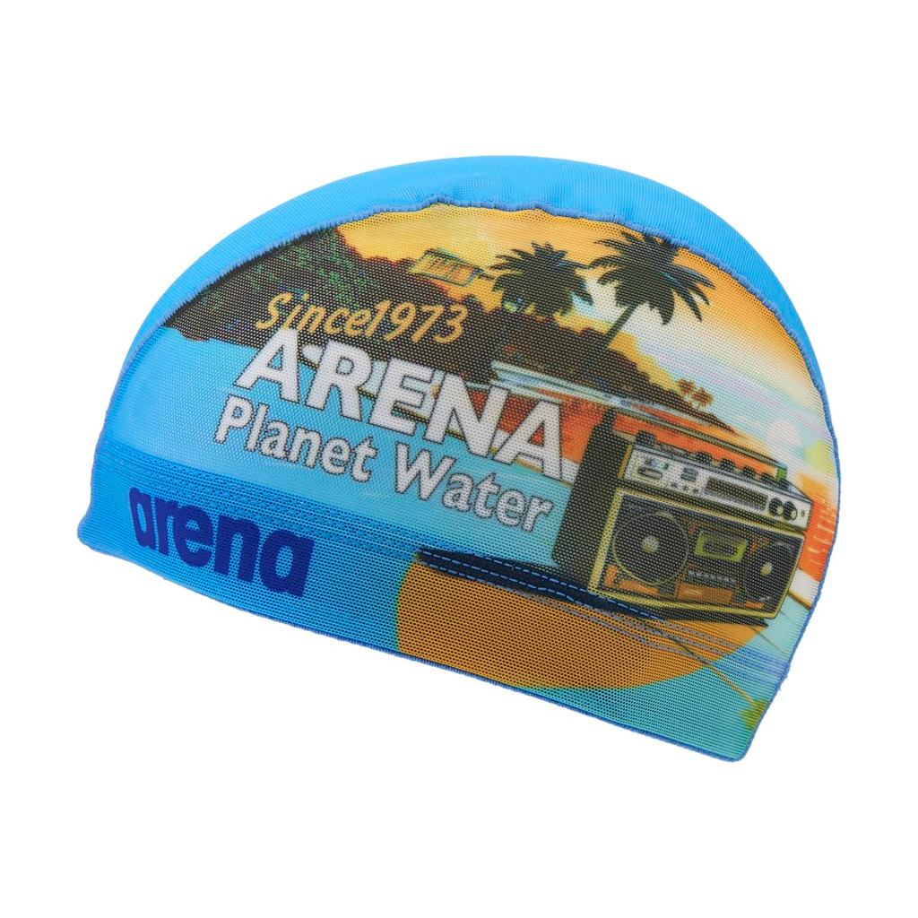 Arena AS6FSC53U Mesh Swim Cap - Yellow×Blue×Black×Yellow(YLBL) - Size LSize