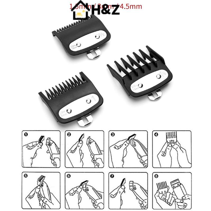 H&Z 2/3PCS Professional Cutting Guide Comb Hair Clipper Limit Comb พร้อมคลิปโลหะ Nice